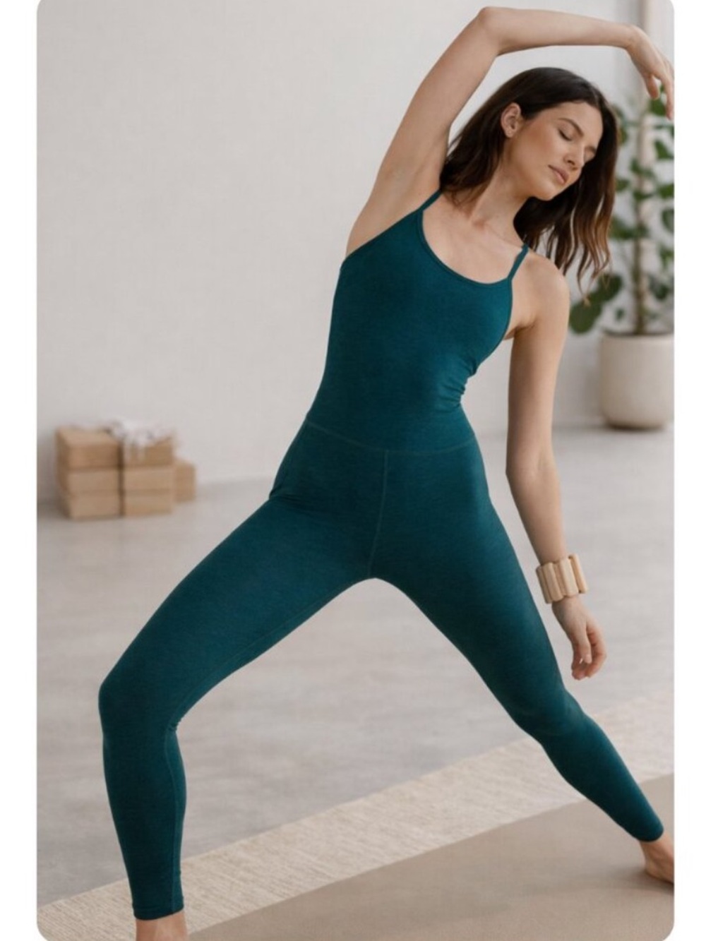 Beyond Yoga Teal Blue Spacedye Uplevel Midi Jumpsuit XL